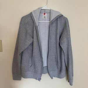 Hanes Grey Cropped Ecosmart Zip Up Hoodie